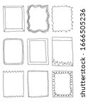 set of hand drawn doodle frames. | Shutterstock . vector #1666505236