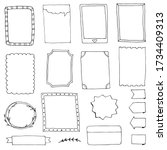 set of doodle frames for diary... | Shutterstock . vector #1734409313