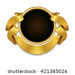 golden badge and gold ribbon... | Shutterstock .eps vector #421385026