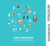 fitness  sport  food  and... | Shutterstock .eps vector #590618189