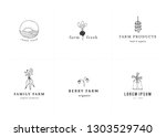 vector farm logo templates set. ... | Shutterstock .eps vector #1303529740