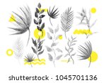 universal trend halftone floral ... | Shutterstock .eps vector #1045701136