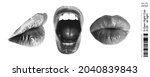 Set Of Halftone Female Mouths...