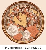 Art Nouveau Styled Woman With...