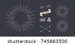 set of light rays  sunburst and ... | Shutterstock . vector #745883500