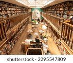 Small photo of London, UK - May 17, 2018: Interior of Daunt Books booskhop in Marylebone