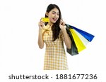 woman happy shopping with... | Shutterstock . vector #1881677236