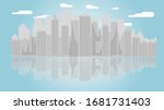the blue of city silhouette flat | Shutterstock . vector #1681731403