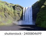 One of the most beautiful waterfalls the Skogafoss waterfall on the Skoga River in southern Iceland 