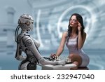 Playing Chess Fembot Robot with  Woman