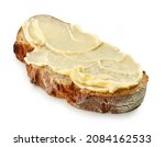 bread slice with butter isolated on white background