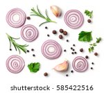 Red Onion And Spices Isolated...