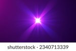 Small photo of The star burst with brilliance, glow bright star, purple glowing light burst on a black background