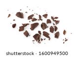 piece of chocolate isolated on white background with clipping path. . Top view. Flat lay.
