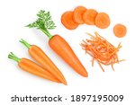 Carrot isolated on white background. Top view. Flat lay