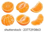 Small photo of Tangerine or clementine half isolated on white background with full depth of field.