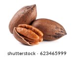 Three Pecan Nuts Isolated On...