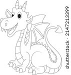dragon coloring page for kids | Shutterstock .eps vector #2147213399