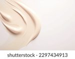 Liquid foundation strokes on light color background, Makeup creamy texture, Skin tone cosmetic product smear smudge swatch
