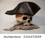 Pirate leather hat on a skull