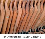 Small photo of Unused clay tiles are neatly arranged