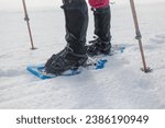 Small photo of the winter vacation. Snowshoes close-up. snowshoes for walking in the snow.walking in the snow. hiking in the mountains in winter.