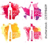 wine logo watercolor bottle... | Shutterstock .eps vector #225598609