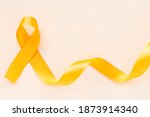orange color ribbon on pastel... | Shutterstock . vector #1873914340