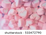 Pink marshmallow in heart shape ...