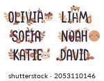 kids name set in flat boho... | Shutterstock .eps vector #2053110146