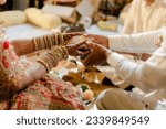 Small photo of items for the Indian Yajna ritual. Indian Vedic fire ceremony called Pooja. A ritual rite, for many religious and cultural holidays and events in the Indian tradition. Hindu wedding vivah Yagya