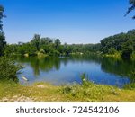 Lake within the forests of Vienna, Austria