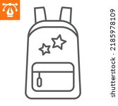 Backpack Line Icon  Outline...