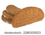Small photo of Slice of whole meal toast isolated on a white background. Integral bread.