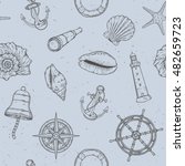 hand drawn nautical seamless... | Shutterstock .eps vector #482659723