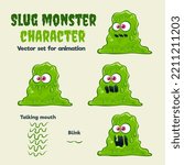 Cute Green Slime Slug Monster...
