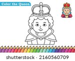 Coloring Page For Queen Vector...