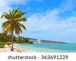 Bahia Honda state park, landmark Flagler bridge on a beautiful summer day, Florida Keys beautiful tropical nature