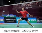 Small photo of SYDNEY, AUSTRALIA - NOVEMBER 19: Shi Yu Qi of China in action during the mens singles semi finals match between Naraoka of Japan and Shi of China at Quaycentre on November 19, 2022