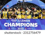 Small photo of Jason Cummings of Central Coast Mariners celebrate after winning the Grand Final match between Melbourne City and Central Coast Mariners at CommBank Stadium on June 3, 2023 in Sydney, Australia