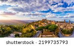 Small photo of View of Montalcino town, Tuscany, Italy. Montalcino town takes its name from a variety of oak tree that once covered the terrain. View of the medieval Italian town of Montalcino. Tuscany