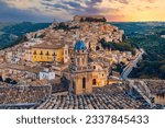 View of Ragusa (Ragusa Ibla), UNESCO heritage town on Italian island of Sicily. View of the city in Ragusa Ibla, Province of Ragusa, Val di Noto, Sicily, Italy. 