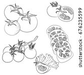 line art illustration with food.... | Shutterstock . vector #676235599