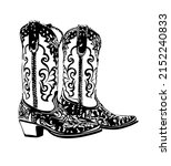 cowboy boots black and white... | Shutterstock .eps vector #2152240833