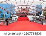 Small photo of Cannes, France - May 17, 2023: Red carpet stairway at Palais des Festivals (Palace of Festivals and Congresses of Cannes) during 76th Annual International Film Festival de Cannes, France