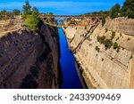 Small photo of The Corinth Canal is a canal that connects the Gulf of Corinth with the Saronic Gulf in the Aegean Sea in Greece