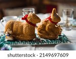 Traditional austrian easter lamb and easter bunny cakes