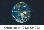 Small photo of Planet earth globe view from spaceflight with realistic earth surface from space and world map as in outer space point of view . Elements of this image furnished by NASA planet earth and space .