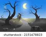 gloomy forest with a bright... | Shutterstock .eps vector #2151678823