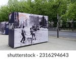 Small photo of Berlin, Germany - June 12, 2023: Installation near the Russian Embassy in Berlin Unter den Linden commemorating the East German uprising of 1953
